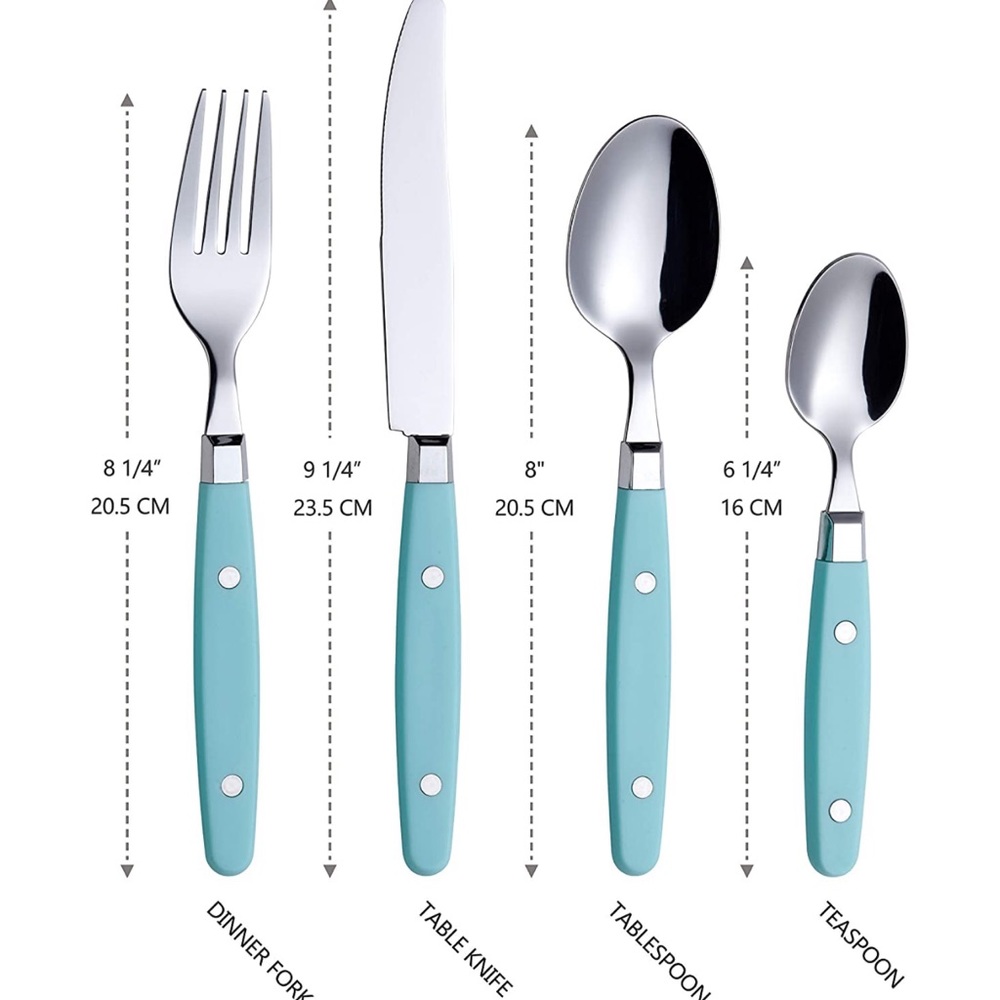 ANNOVA Silverware Set 24 Pieces Stainless Steel Cutlery Color Handle With Rivet - Picture 3 of 3